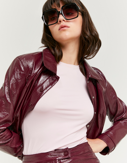 TALLY WEiJL, Burgundy Vinyl Jacket for Women