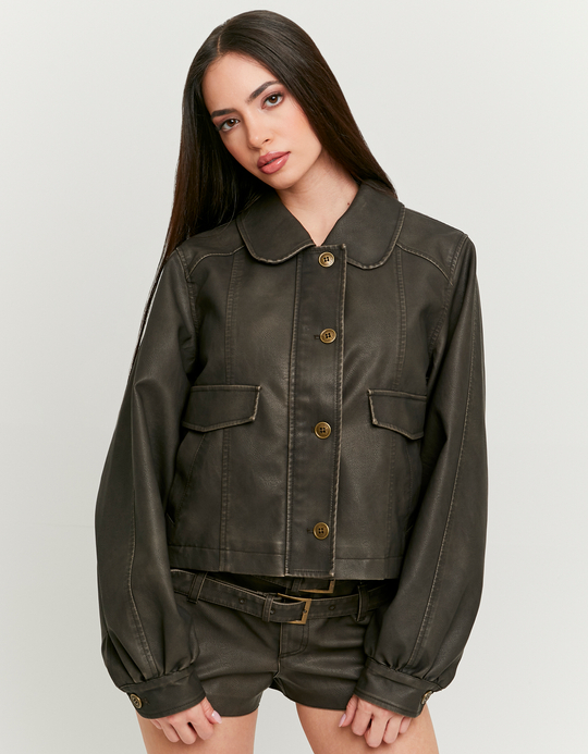TALLY WEiJL, Giacca marrone in ecopelle for Women