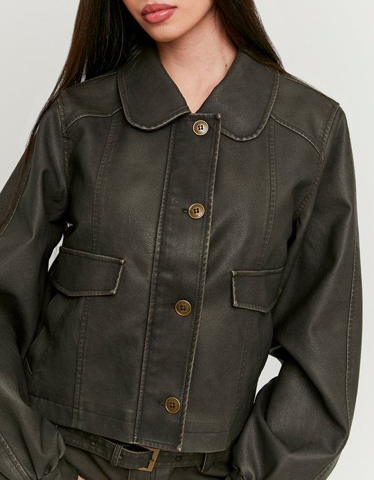 TALLY WEiJL, Brown Faux Leather Jacket for Women