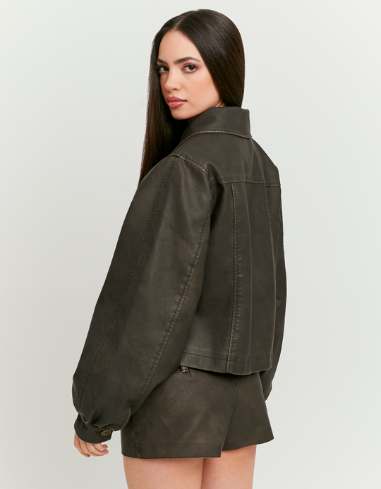 TALLY WEiJL, Brown Faux Leather Jacket for Women