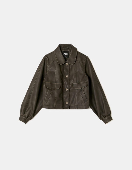 TALLY WEiJL, Brown Faux Leather Jacket for Women