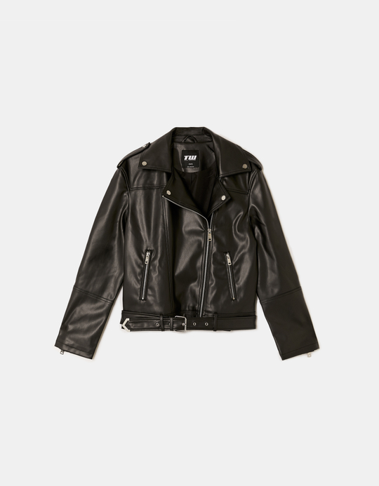 TALLY WEiJL, Schwarze Bikerjacke aus Kunstleder for Women