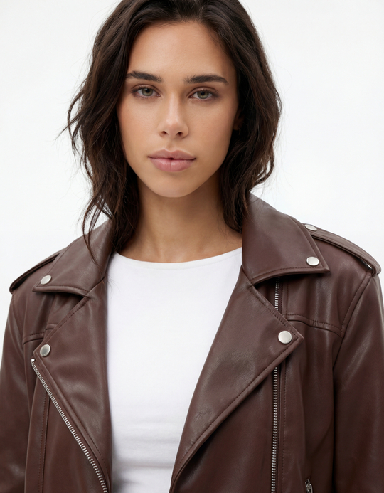 TALLY WEiJL, Braune Bikerjacke aus Kunstleder for Women