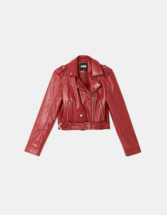 TALLY WEiJL, Rote Bikerjacke aus Kunstleder for Women