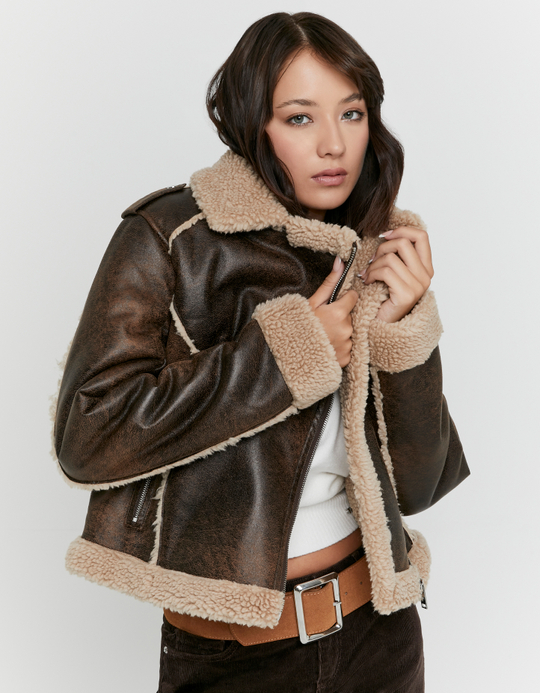 TALLY WEiJL, Brown Aviator Jacket for Women
