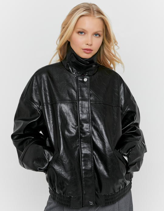 TALLY WEiJL, Veste Oversize en Similicuir Noire for Women
