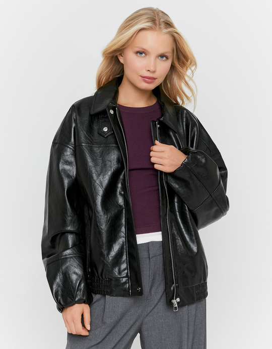 TALLY WEiJL, Veste Oversize en Similicuir Noire for Women