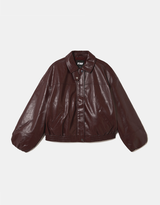 TALLY WEiJL, Veste Oversize en Similicuir Bordeaux for Women