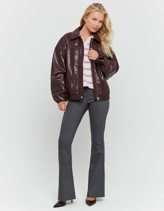 TALLY WEiJL, Veste Oversize en Similicuir Bordeaux for Women