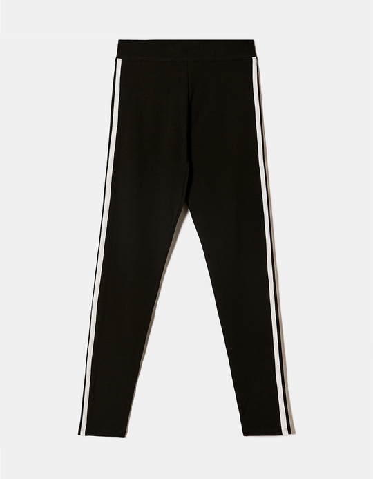 TALLY WEiJL, Schwarze Strickleggings mit Seitenstreifen for Women