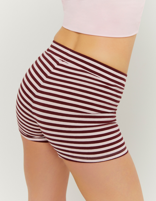 TALLY WEiJL, Burgundy Striped Cotton Shorts for Women