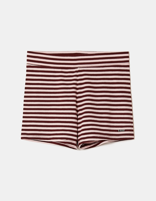 TALLY WEiJL, Burgundy Striped Cotton Shorts for Women