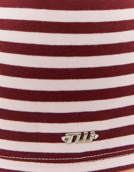 TALLY WEiJL, Burgundy Striped Cotton Shorts for Women