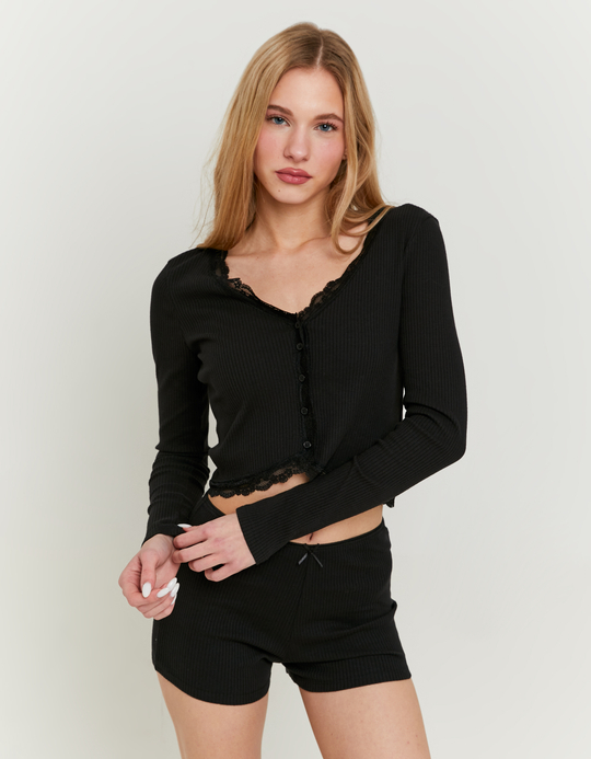 TALLY WEiJL, Schwarze Radlerhose mit Spitzenbesatz for Women