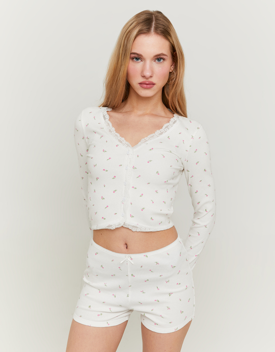 TALLY WEiJL, Short Cycliste Blanc avec Ourlet en Dentelle for Women