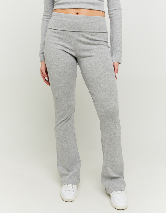 TALLY WEiJL, Leggings Grigi con Risvolto in Vita for Women