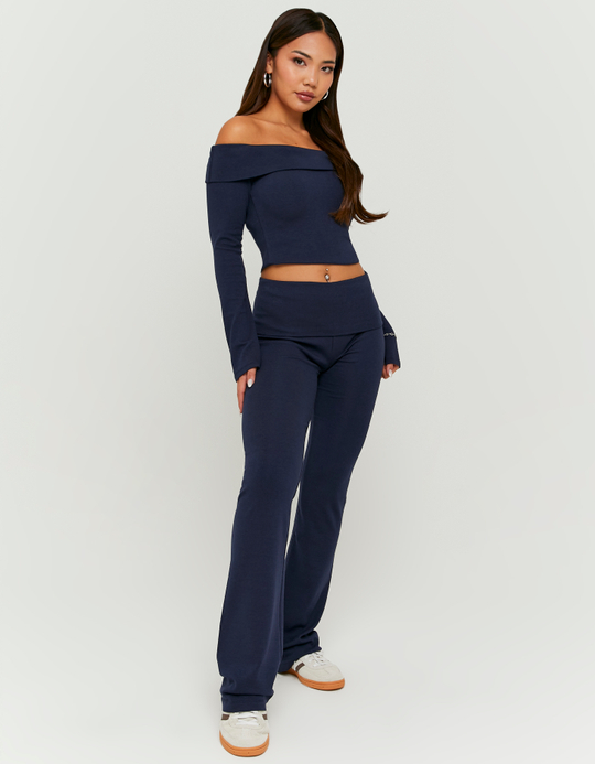 TALLY WEiJL, Basic blaue Baumwollhose for Women