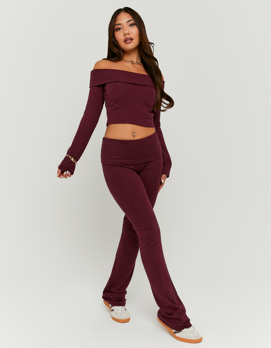 TALLY WEiJL, Basic Burgundy Cotton Trousers for Women