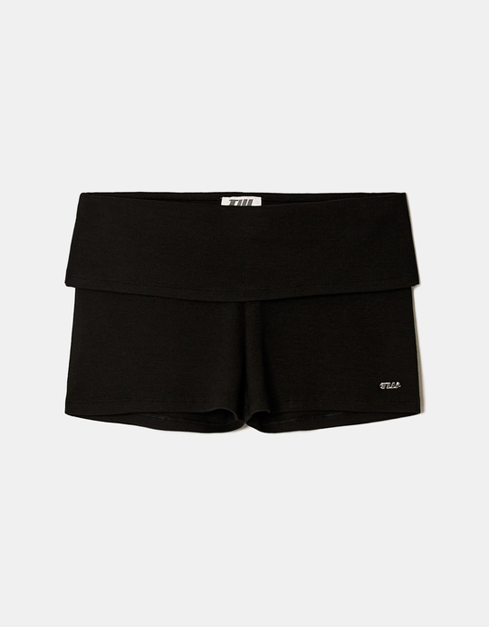 TALLY WEiJL, Black Mid Waist Cotton Shorts for Women