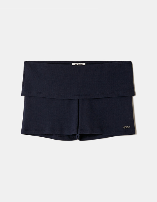 TALLY WEiJL, Blue Mid Waist Cotton Shorts for Women