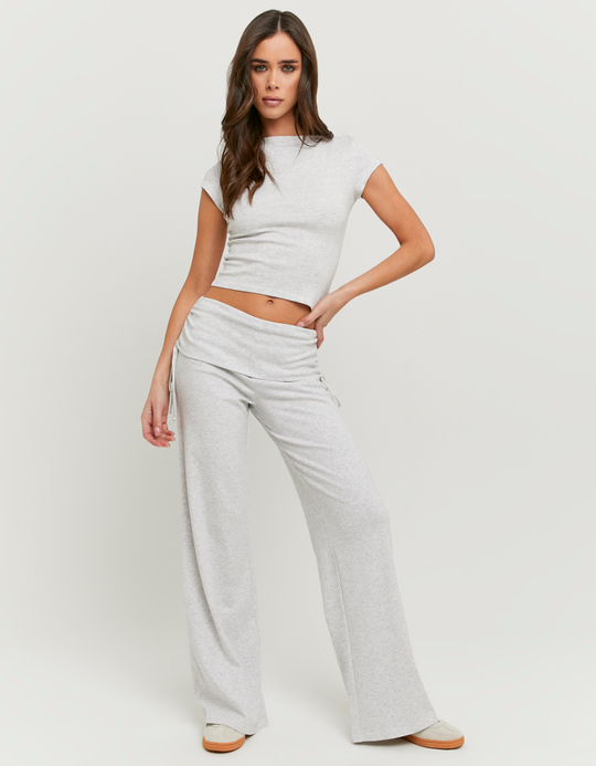 TALLY WEiJL, Leggings flare grigi a vita media for Women