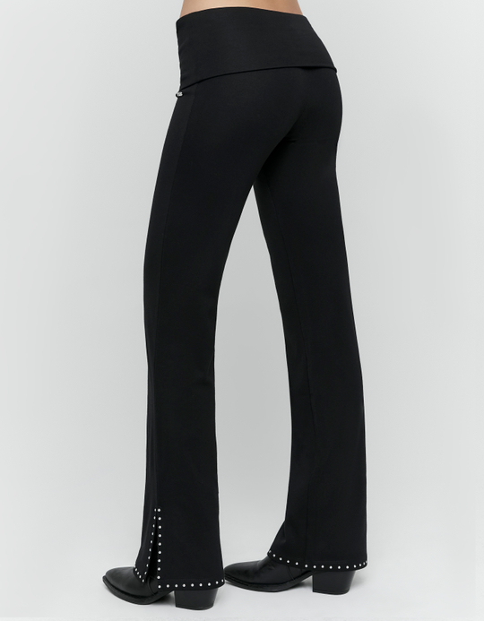 TALLY WEiJL, Black Flare Leggings with Studs for Women