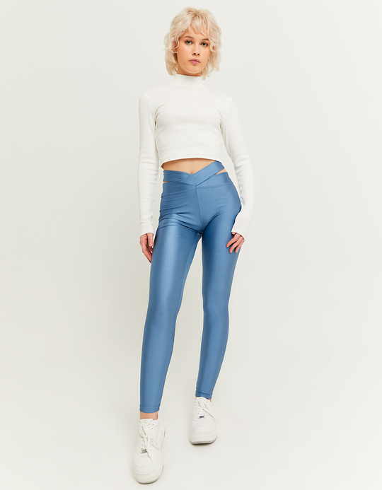 TALLY WEiJL, Blaue Skinny-Leggings mit Glanzeffekt for Women