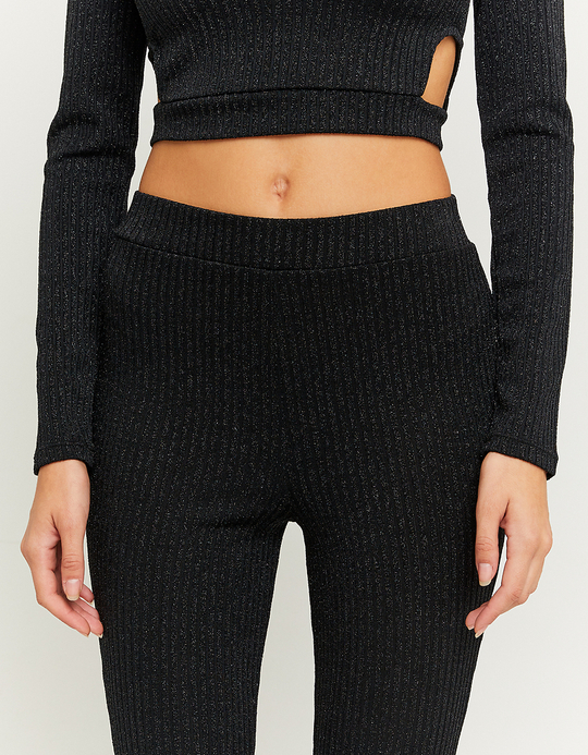 TALLY WEiJL, Leggings a Zampa in Lurex Neri for Women