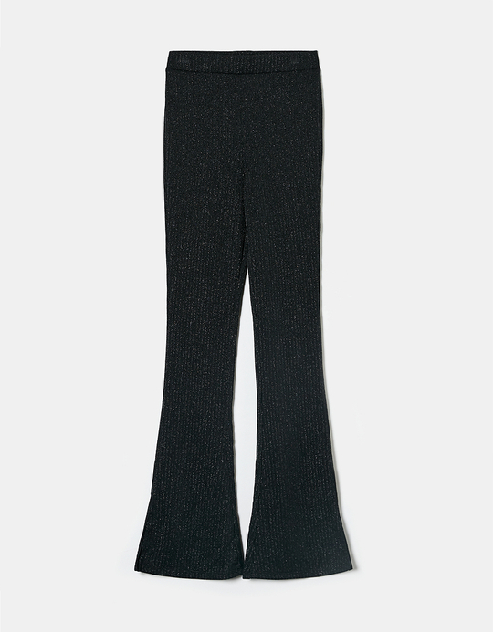 TALLY WEiJL, Leggings a Zampa in Lurex Neri for Women