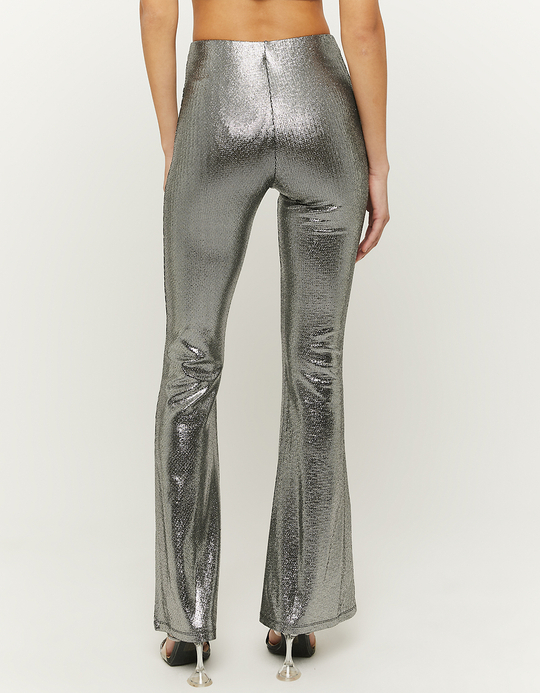 TALLY WEiJL, High Waist Graue Flare Leggings aus Samt for Women