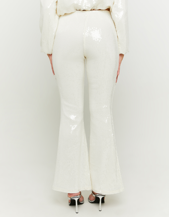 TALLY WEiJL, White Sequined Flare Leggings for Women