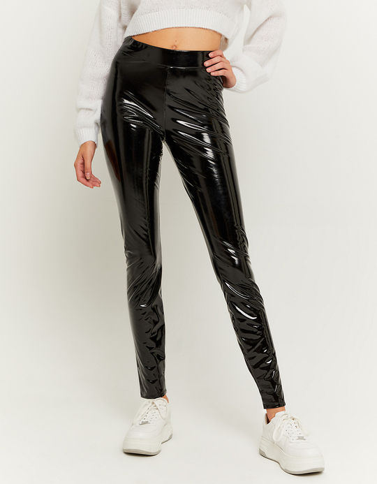 TALLY WEiJL, Schwarze Vinyl-Skinny-Leggings for Women
