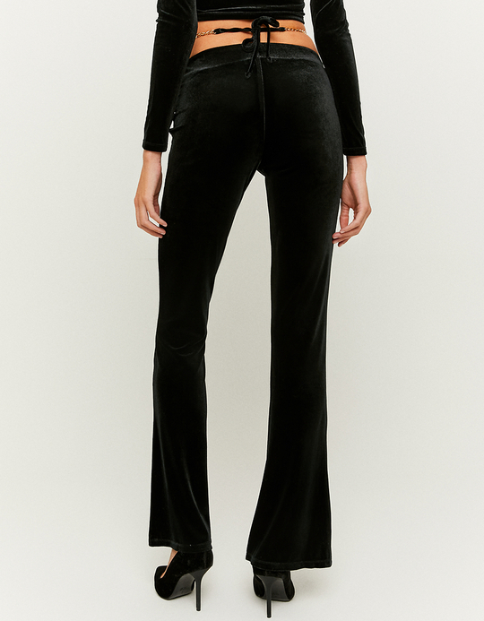TALLY WEiJL, Black Velvet Flare Leggings  for Women