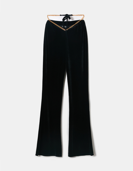 TALLY WEiJL, Schwarze Flare Leggings aus Samt for Women