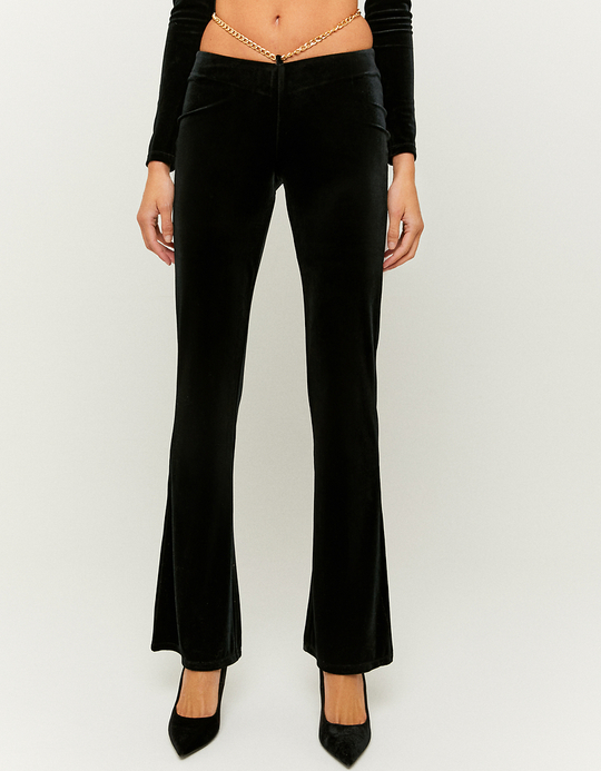 TALLY WEiJL, Schwarze Flare Leggings aus Samt for Women