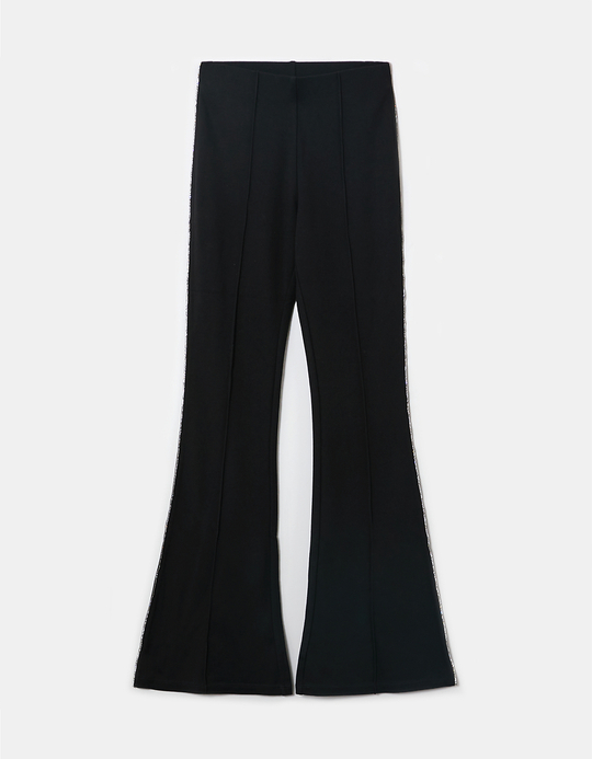 TALLY WEiJL, High Waist Black Rhinestones Flare Leggings for Women