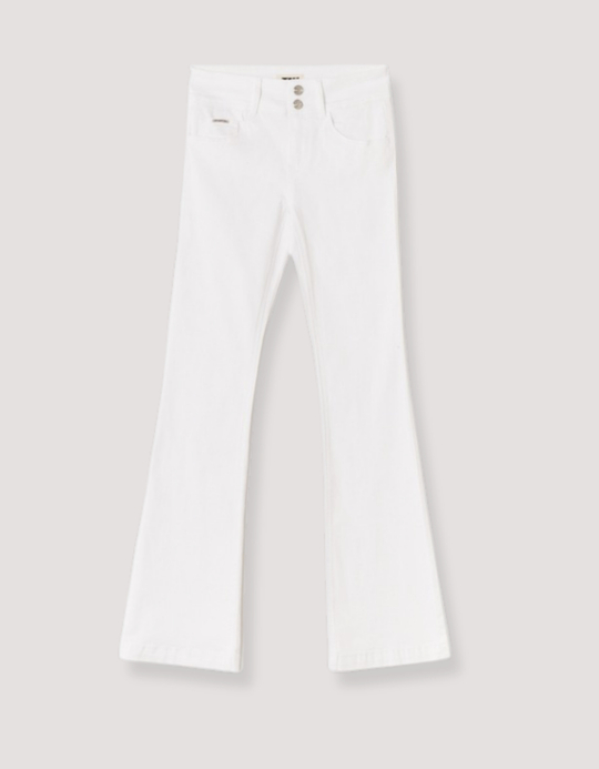 TALLY WEiJL, White Mid Waist Bootcut Trousers for Women
