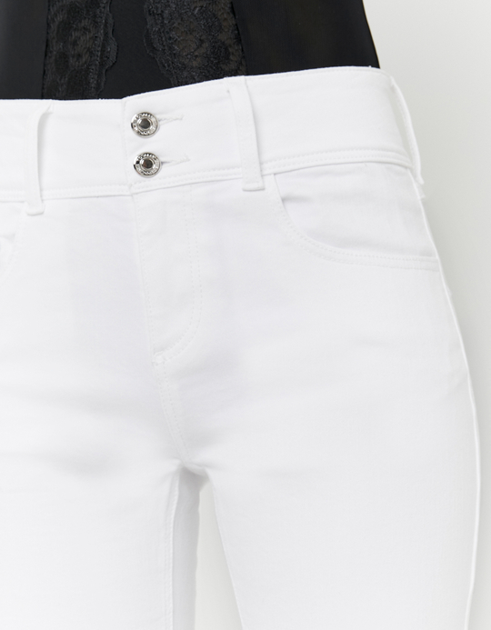 TALLY WEiJL, White Mid Waist Bootcut Trousers for Women