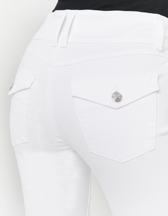 TALLY WEiJL, White Mid Waist Bootcut Trousers for Women
