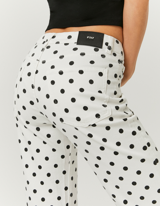 TALLY WEiJL, White Polka Dot Straight-Leg Trousers for Women