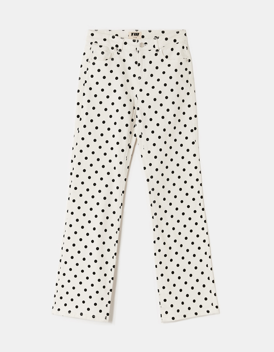 TALLY WEiJL, White Polka Dot Straight-Leg Trousers for Women