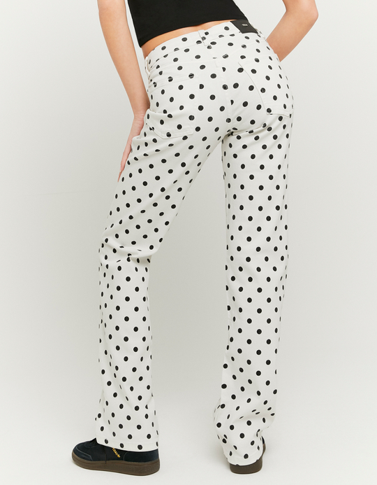TALLY WEiJL, White Polka Dot Straight-Leg Trousers for Women