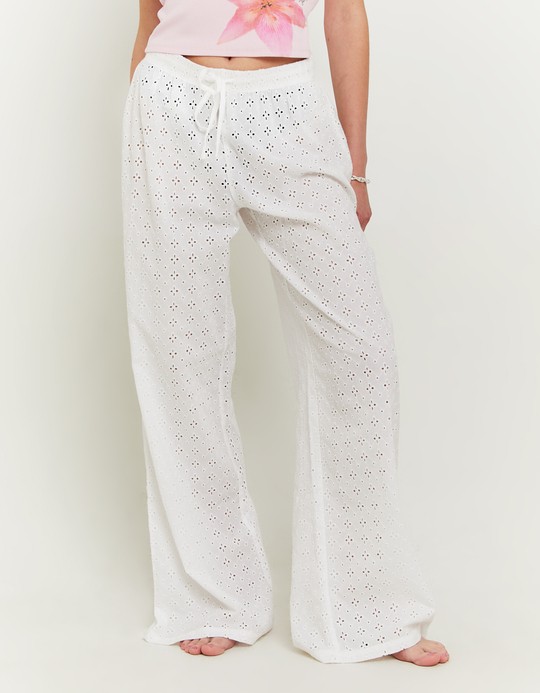 TALLY WEiJL, White Wide Leg Woven Trousers for Women
