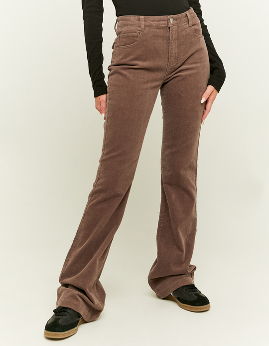 TALLY WEiJL, Pantalone Bootcut Marrone in Velluto a Coste for Women