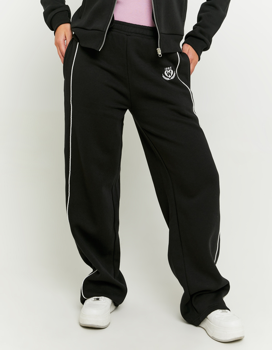 TALLY WEiJL, Black Joggers with Embroidery and Bands Detail for Women