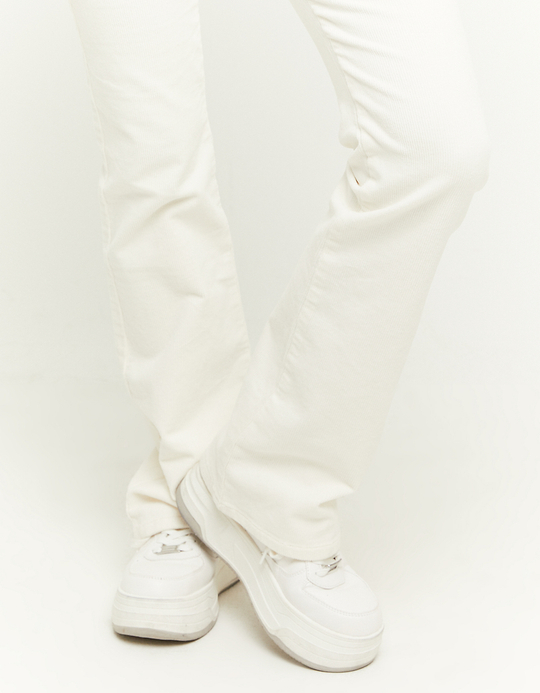 TALLY WEiJL, Pantalon Taille Haute en Velours Côtelé Blanc for Women