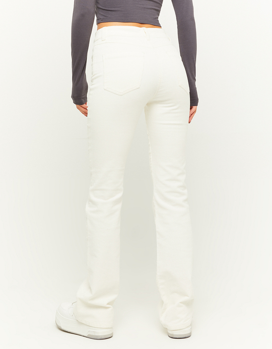 TALLY WEiJL, Pantalon Taille Haute en Velours Côtelé Blanc for Women