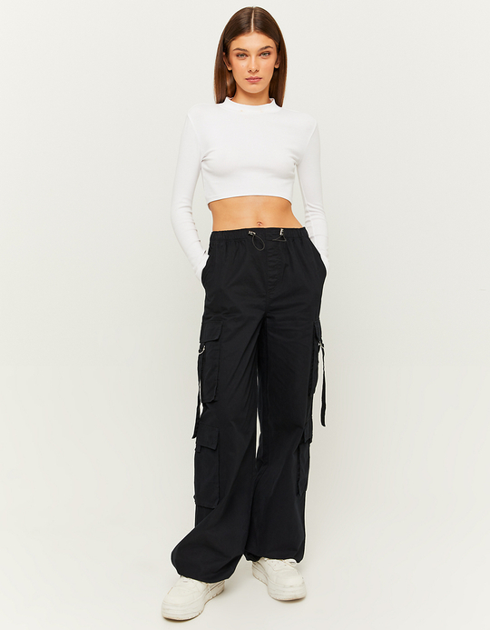 TALLY WEiJL, Schwarze Cargo Hose Mit Hoher Taille for Women