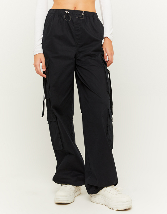 TALLY WEiJL, Schwarze Cargo Hose Mit Hoher Taille for Women
