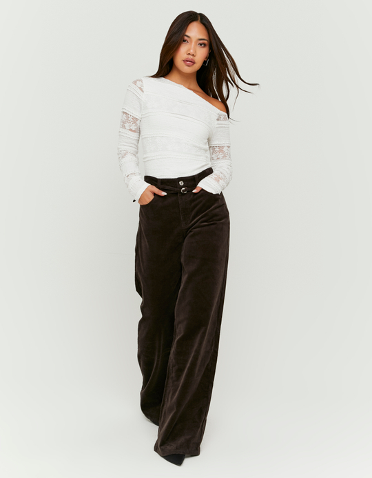 TALLY WEiJL, Brown Corduroy Wide Leg Pant for Women